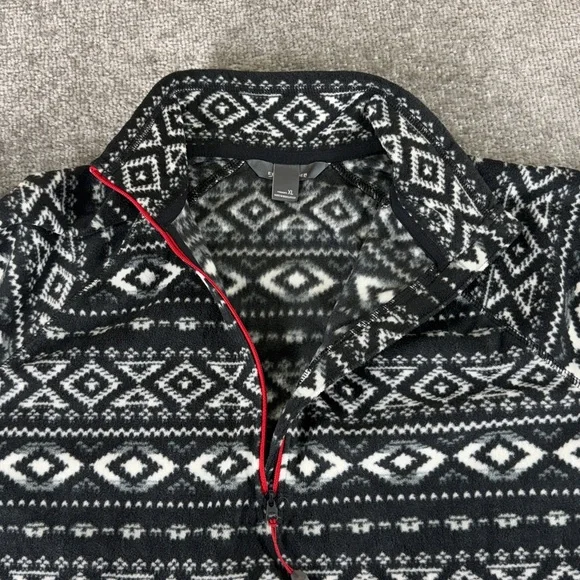 Eddie Bauer Black White Fleece 1/4 Zip Pullover Jacket Sweater Aztec Womens XL - Picture 5 of 9